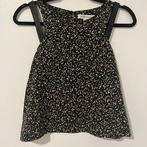 BCBGeneration patterned top with faux leather strap detail